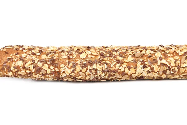 Bread with seeds on white. — Stock Photo, Image