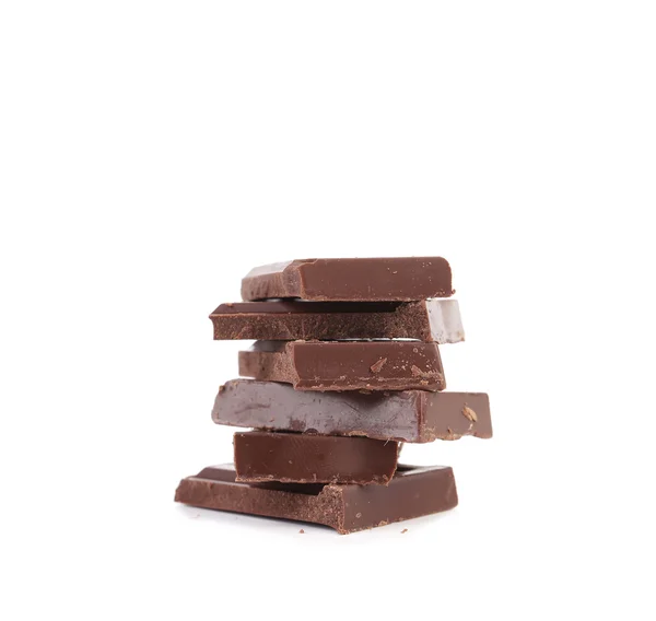 Stack of chocolate bars broken. — Stockfoto