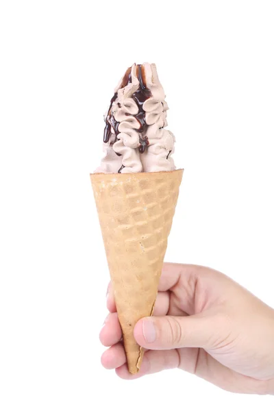 Hand holds ice cream. — Stock Photo, Image