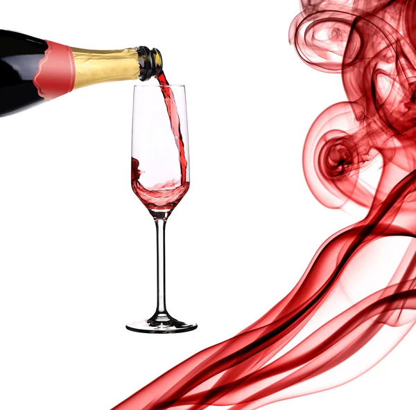 Red champagne and abstract smoke. — Stock Photo, Image