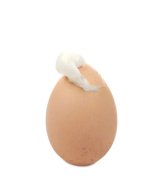 Gekookt ei op een wit. — Stockfoto