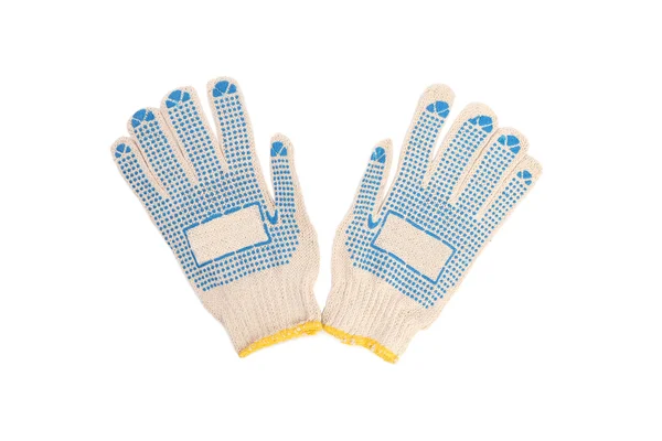 Защитные перчатки с голубыми кружками . — стоковое фото