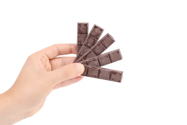 Mano tiene barrette di cioccolato . — Foto Stock