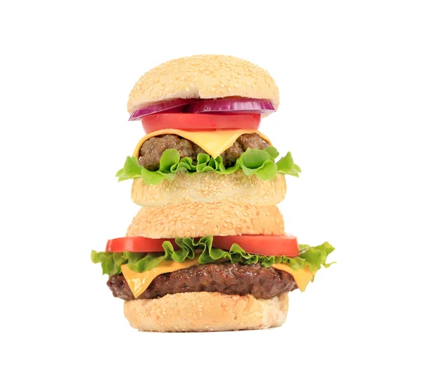 Twee hamburgers in stapel. — Stockfoto