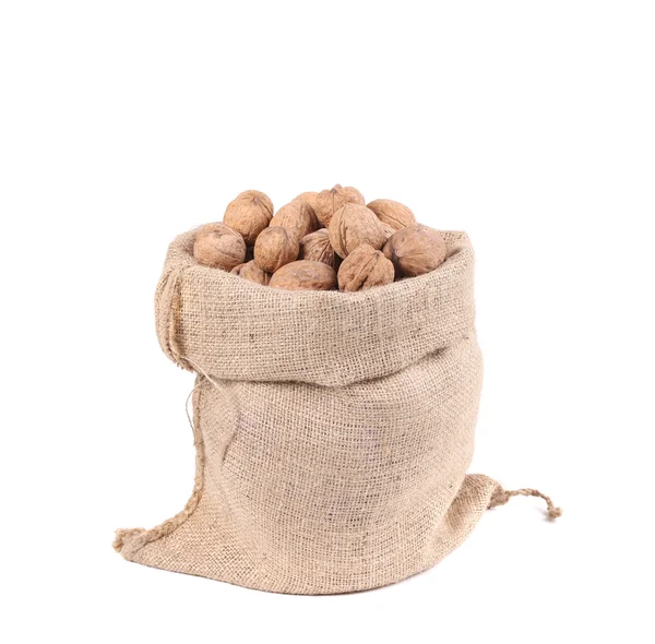 Sack full of walnuts. Close up. — Stock Photo, Image