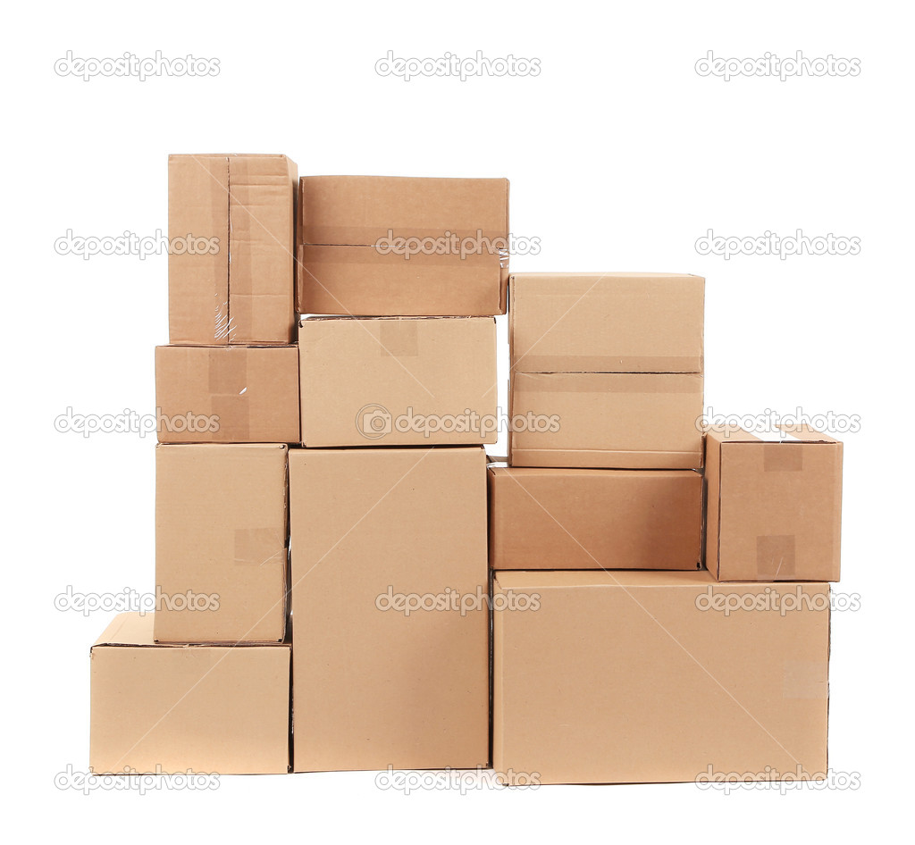 Stack of cardboard boxes.