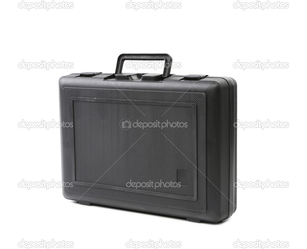 Black plastic case. Isolated on white background. Stock Photo by