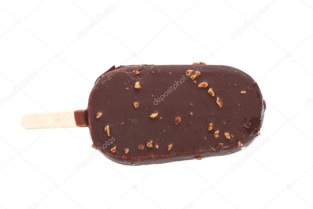 Chocolate ice cream on stick.