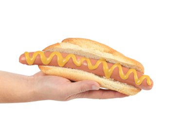 lezzetli el hardallı hotdog.