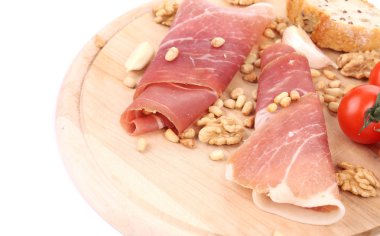 prosciutto ahşap tabakta bileşimi.