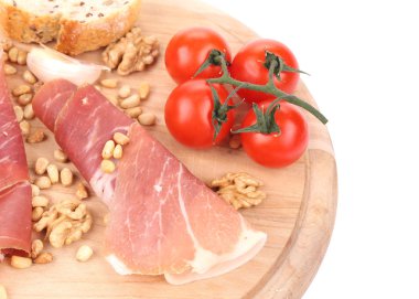 prosciutto ahşap tabakta bileşimi.