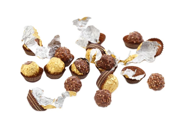 Bündel von Goldbonbons aus Schokolade. — Stockfoto