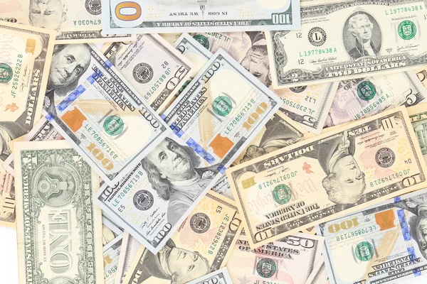 Close up of different dollar bills. — Stock Photo, Image