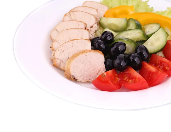 Chicken salad and vegetables. — Stock Photo, Image