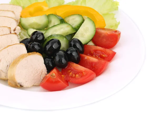 Chicken salad and vegetables. — Stock Photo, Image