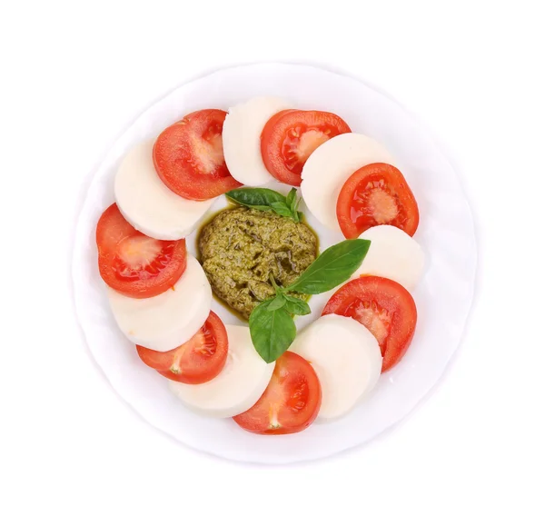 Salat mit Tomaten und Mozzarella. — Stockfoto