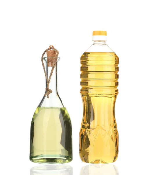 Piccole bottiglie di olio d'oliva . — Foto Stock