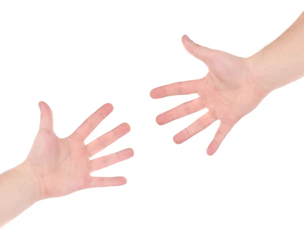 Zwei Hände, die einander erreichen. — Stockfoto