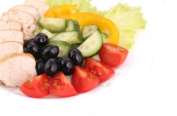 Chicken salad and vegetables. — Stock Photo, Image