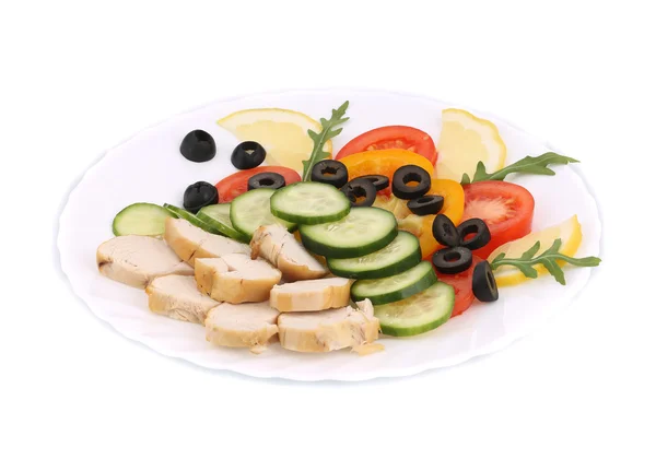 Chicken salad with vegetables and spices. — Stock Photo, Image