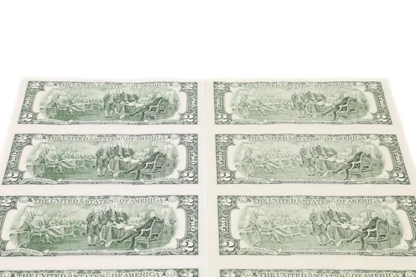 Des billets de deux dollars. Il y a un espace blanc pour le texte . — Photo