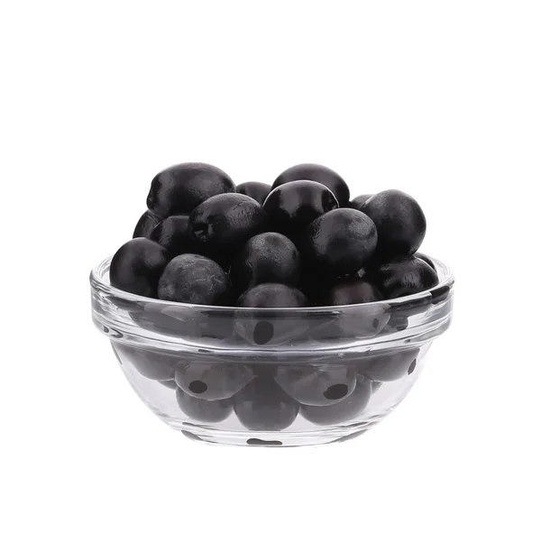Černé olivy v misce. — Stock fotografie