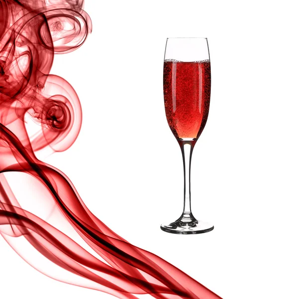 Red smoke and champagne. — Stock Photo, Image