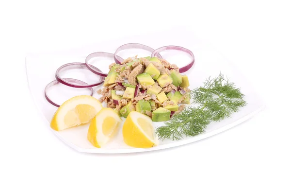 Avocado salad with tuna. — Stock Photo, Image