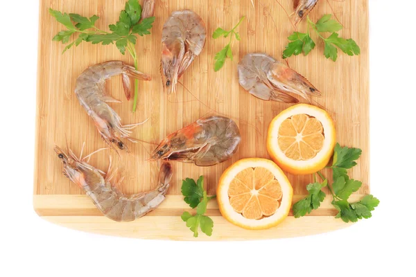 Fresh shrimps with parsley. — Stock Photo, Image