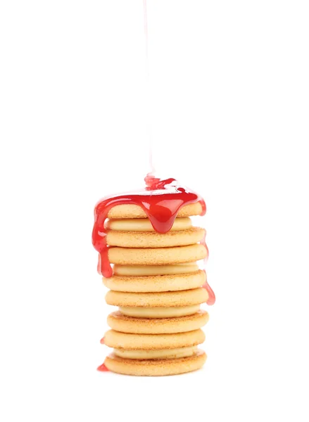 Tasty cookies with cherry jam. — Stock Photo, Image