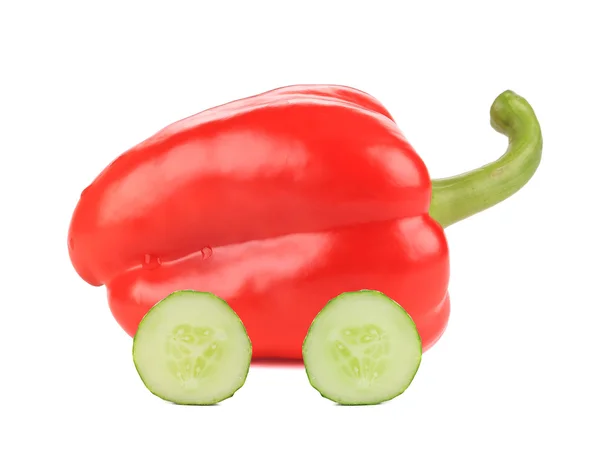 Red bell pepper like a car. — Stock Photo, Image