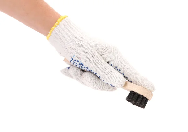 Hand holds shoes brush. — Stock Photo, Image