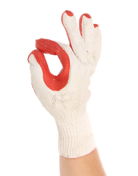 Protective glove shows sign ok. — Stock Photo, Image