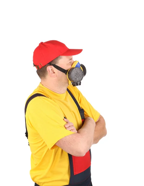 Arbetare i gasmask. — Stockfoto