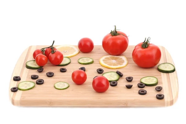 Composition of tomatoes and olives. — Stock Photo, Image
