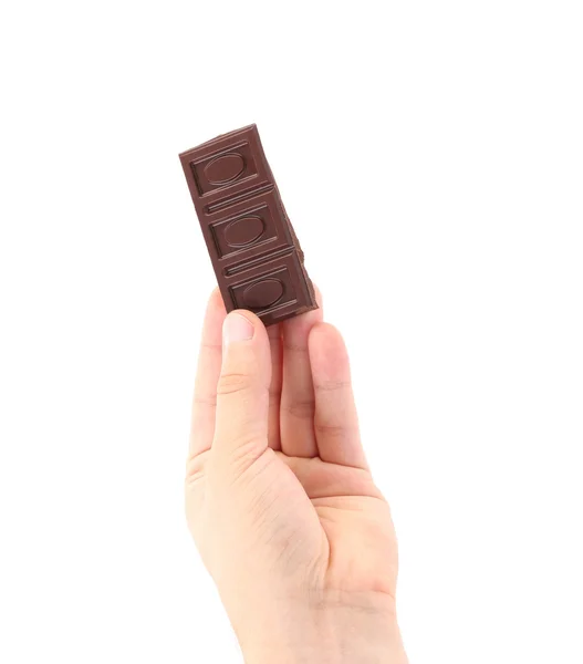 Barre de chocolat à la main . — Photo