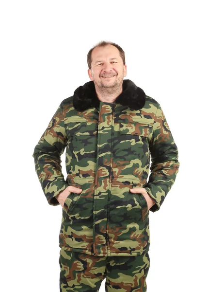 Mannen i militära vest. — Stockfoto