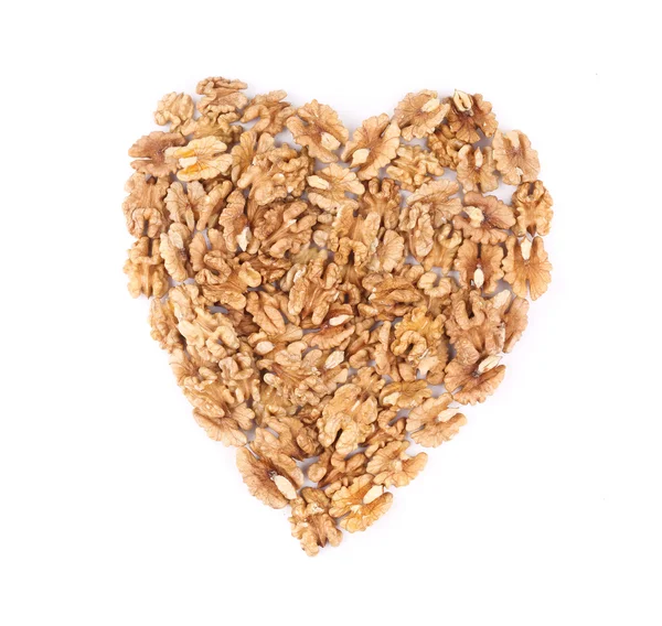 Walnuts in heart shape. — Stock Photo, Image