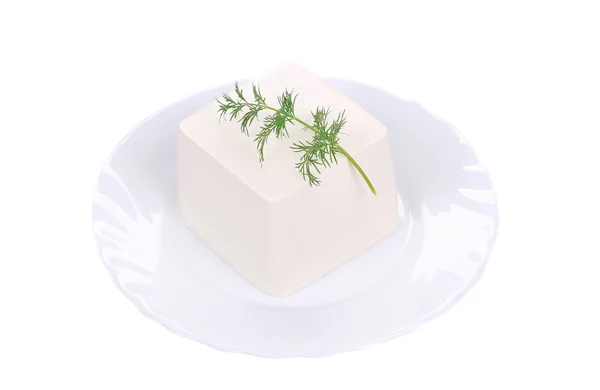 Feta cheese with dill herb. — Stock Photo, Image