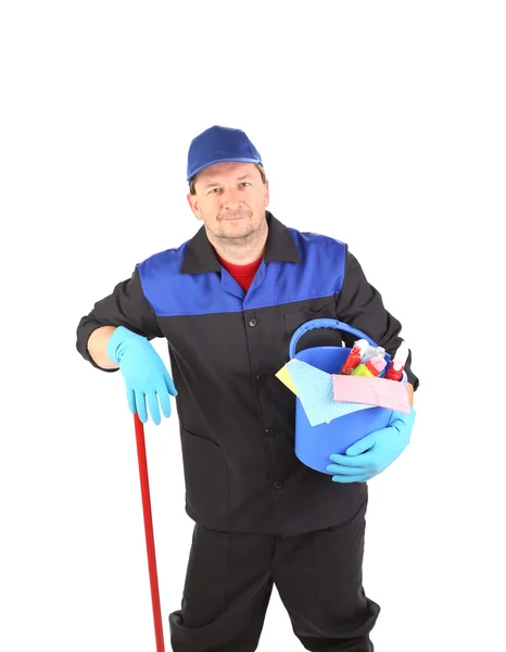 Trabajador con equipo de limpieza . — Foto de Stock