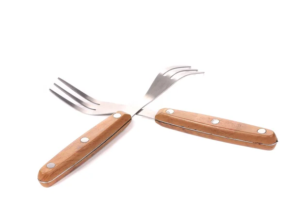 Twee houten handvat vorken. — Stockfoto