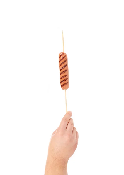 Grilled sausage on skewer. — Stock Photo, Image