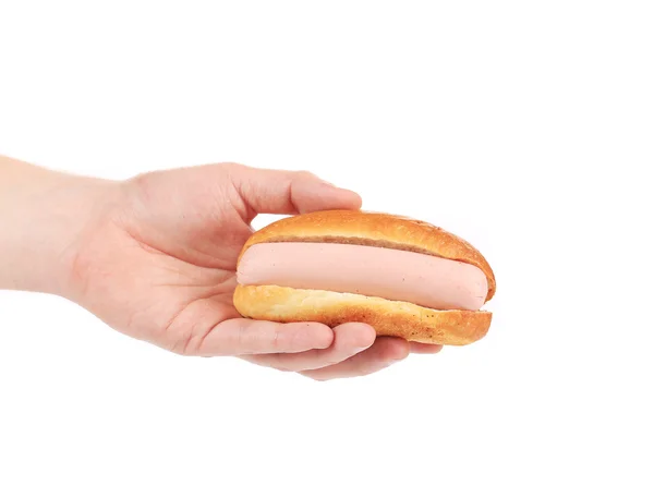 Man hand holding tasty hot dog. — Stock Photo, Image