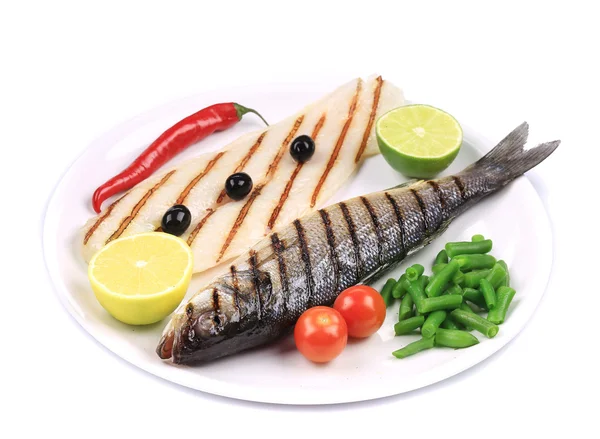 Fish fillet and grilled seabass. — Stock Photo, Image