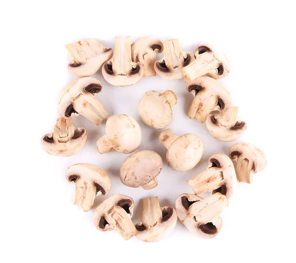 Fresh sliced champignon mushrooms. — Stock Photo, Image