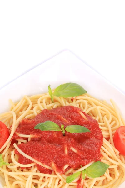 Läcker italiensk pasta med tomatsås. — Stockfoto