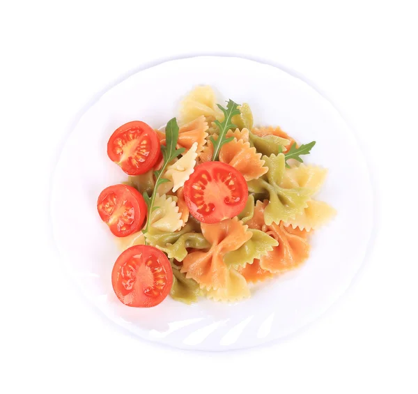 Farfalle macarrão italiano com arugula . — Fotografia de Stock