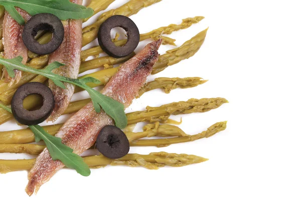 Asparagus salad with anchovies. — Stock Photo, Image