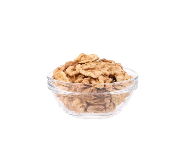 Walnuts in a glass bowl. — Stock Photo, Image