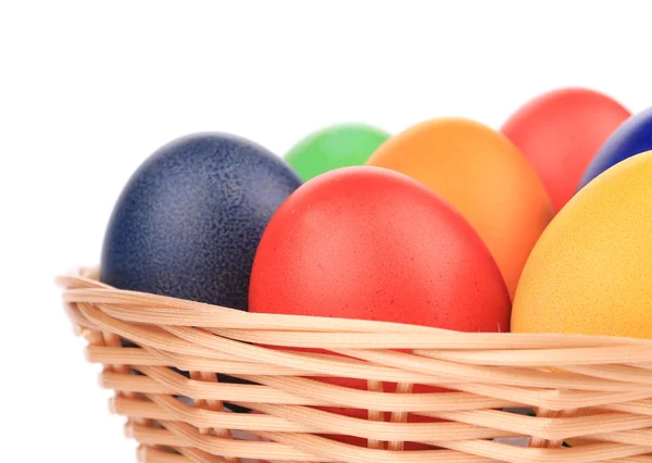 Easter eggs in a basket. — Stock Photo, Image